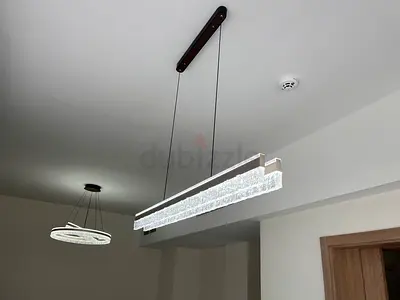 Modern Crystal LED Linear Pendant Light - Two-Tier Hanging Fixture
