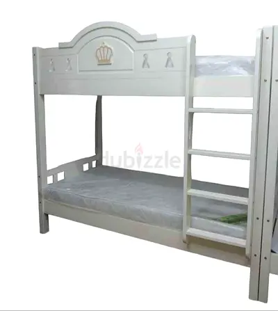 White Wooden Bunk Bed for Kids with Ladder