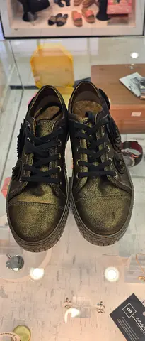 Metallic gold women's casual sneakers - size available
