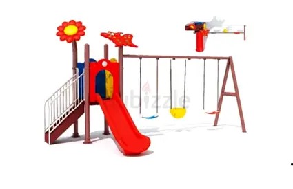 Outdoor Kids Playset with Slide and Triple Swings