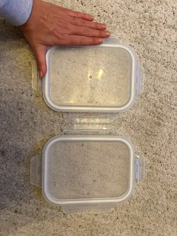 Set of 2 rectangular airtight food storage containers lids (clear plastic) - used