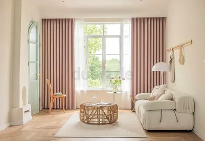 Light pink blackout curtains with sheer custom-made par meter only 55 dh each