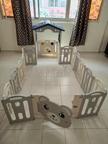 Large Baby Playpen with Playhouse - Good Condition