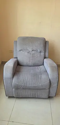 Grey Fabric Recliner Armchair - Comfortable Single Seater
