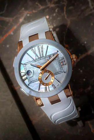 Ulysse Nardin “Executive” / 22K Rose Gold rotor with diamonds / Dual time lady 18K Diamonds 40mm