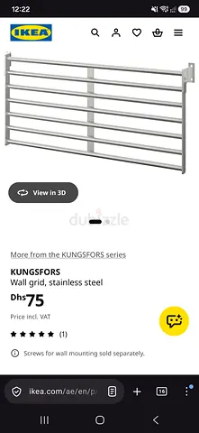 IKEA KUNGSFORS Stainless Steel Wall Grid with shelves