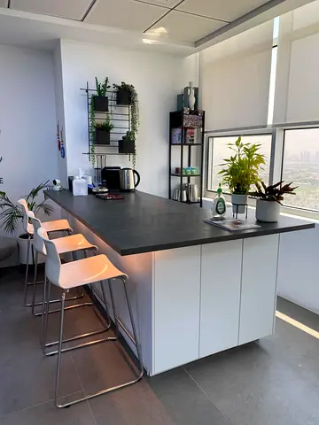 Bar Island Table & Cabinet with 3 Bar Tools chair