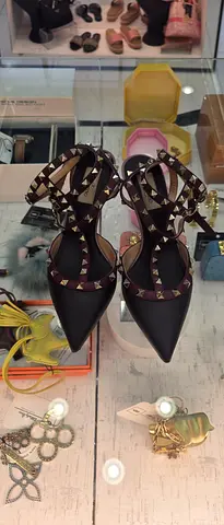 Valentino-style Rockstud Pointed Flats in Black - Size (please check)