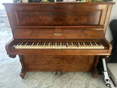 Upright J.H. Ehlert Antique Wood Piano — Good Working Condition