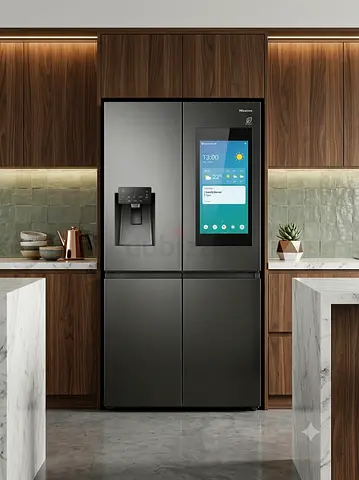 Hisense French Door Refrigerator – Water Dispenser & Ice Maker | Family Hub | Modern Design