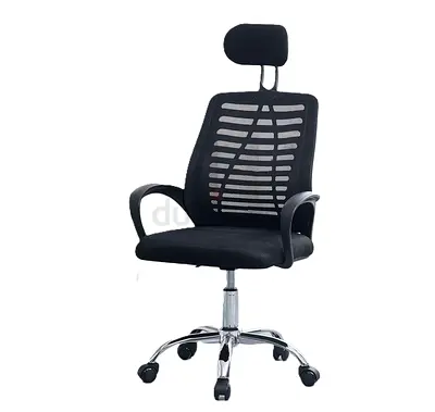 Ergonomic black mesh office chair with headrest (adjustable height)