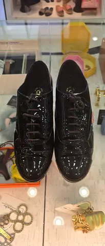 Black Patent Leather Lace-up Shoes - Size Unknown, Gently Used