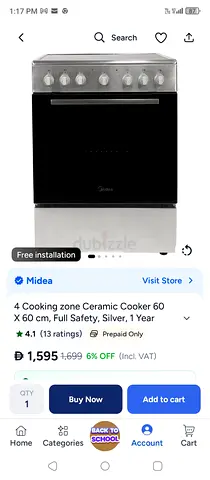 Midea 4 Cooking zone Ceramic Cooker 60×60 Full safety Silver under warranty