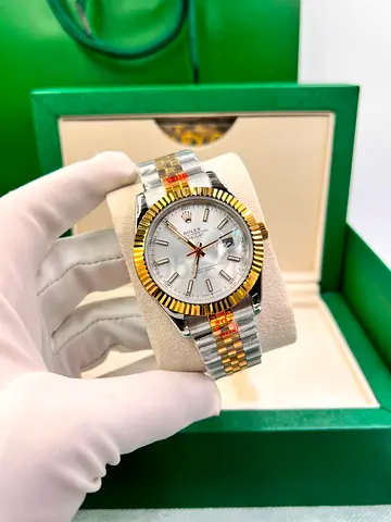 Two-tone mens wrist Master Copy watch (silver  golden)