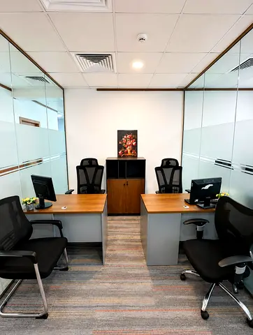 Fully furnished, EJARI-compliant office space with 24/7 access, utilities included, reception support, conference room, and ready-to-use workstations.