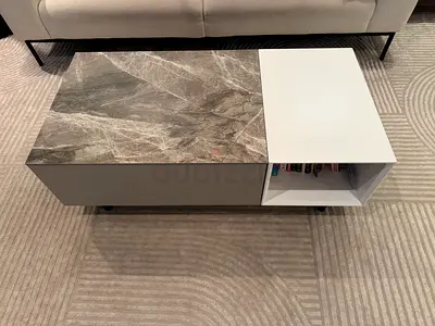 Coffee Table with hidden storage - grey marble top