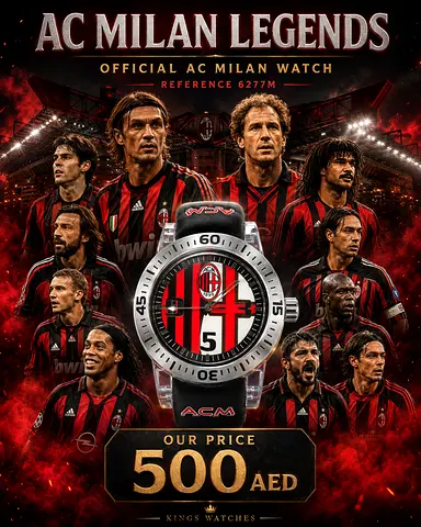 AC Milan themed men's wristwatch with stainless case and rubber strap