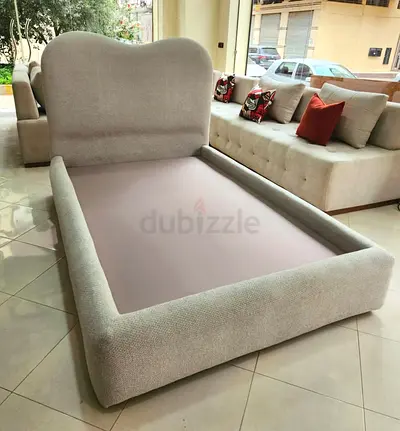 Modern Upholstered Bed Frame with Curved Headboard