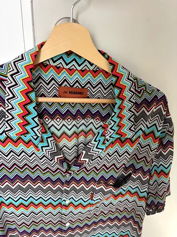 Missoni Men's Multi-Colored Zigzag Pattern Shirt - Short Sleeves