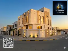 Corner villa for sale with indoor pool, high-end finishing and modern design, two floors and a roof,