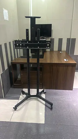 Mobile TV/Monitor Stand with Wheels - Adjustable Height, VESA Mount