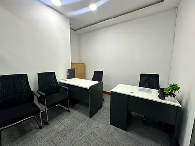 Fully furnished, EJARI-compliant office space with 24/7 access, utilities included, reception support, conference room, and ready-to-use workstations.