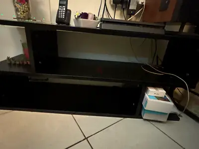 Simple black TV stand / entertainment unit - good condition