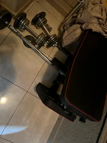 Weight Bench with Adjustable Dumbbells and Barbell Set