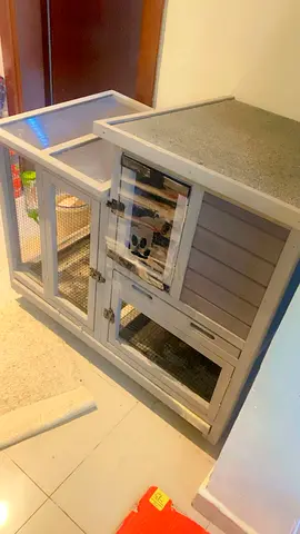 Grey Wooden Rabbit Hutch and Small Pet Enclosure