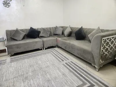 Large Grey L-Shaped Corner Sofa – Good Condition