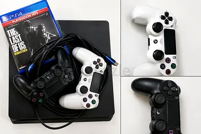 PS4 SLIM WITH 2 CONTROLLERS WITH LAST OF US REMASTERED