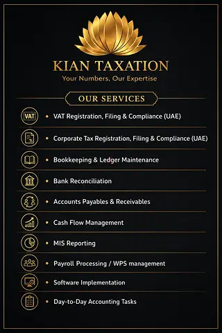 KIAN TAXATION-Bookkeeping and Vat, Corporate Tax services (UAE)
