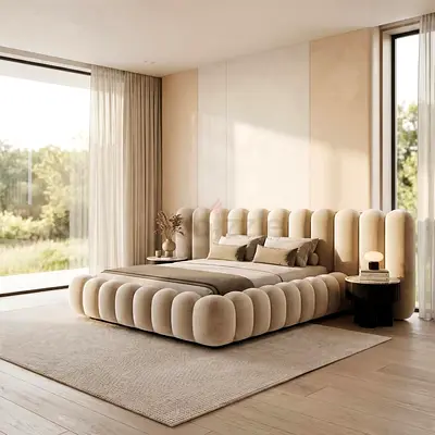 Modern Upholstered Channel Tufted Bed Frame