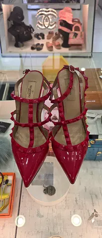 Red Valentino Rockstud Patent Leather Pointed Heels - Size Unknown