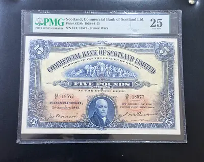 1943 Scotland 5 pound Big note
