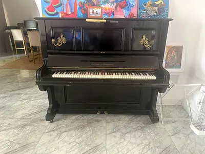 Upright Acoustic Piano in Black — Good Working Condition