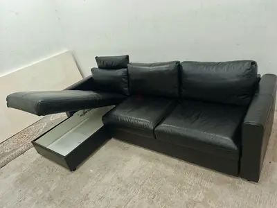 Ikea original leather Sofabed with storage