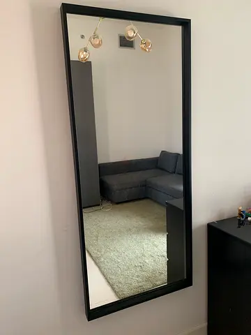 Large Full-Length Black/Brown Framed Wall Mirror - Good Condition