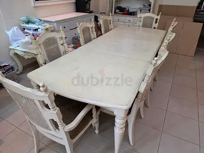 Large European Antique style Dining Table Set with Chairs