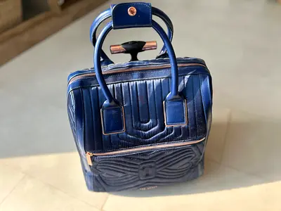 TED BAKER Navy Quilted Small Cabin Bag - Good Condition