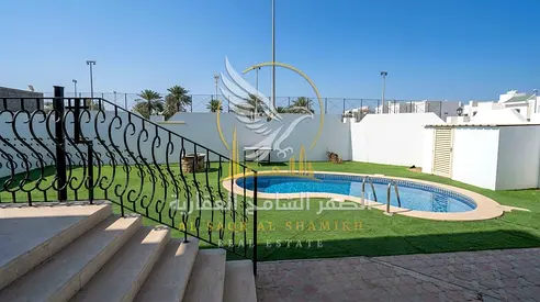 5BR Villa for Rent in Sharqan Maid Room Private Pool Garden BBQ Area Central AC Large Majlis 6 Bath