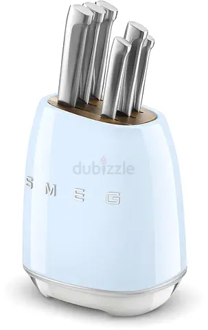 Smeg 6-Piece Knife Block Set - Pastel Blue