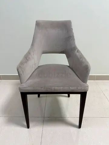 Modern Grey Velvet Dining Chair with Dark Wood Legs
