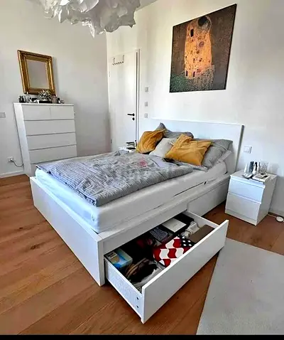 IKEA  Queen Size Bed + 2 Storage Drawers + Mattress