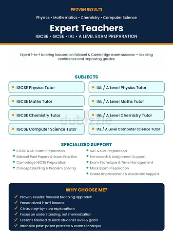 Expert IGCSE & IAL Tutor in Dubai | Physics, Maths & Chemistry | Edexcel & Cambridge
