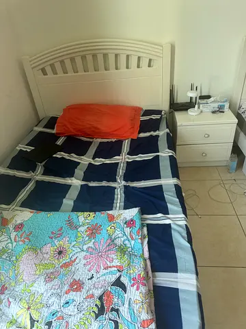 Single bed frame with mattress and bedside drawer - good condition
