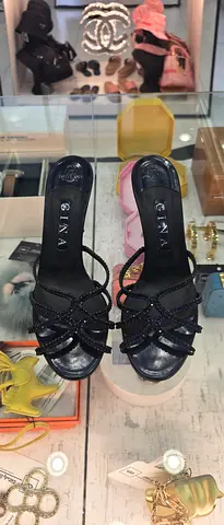 Gina black strappy heeled sandals – size available, gently used