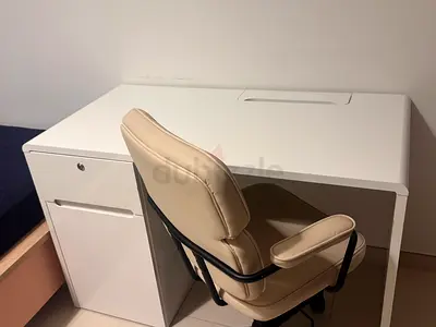 White study desk and office chair set