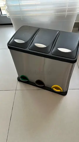 Stainless Steel 3-Compartment Recycling Pedal Bin