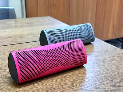 Original KEF Muo Bluetooth Speakers - Pink & Silver